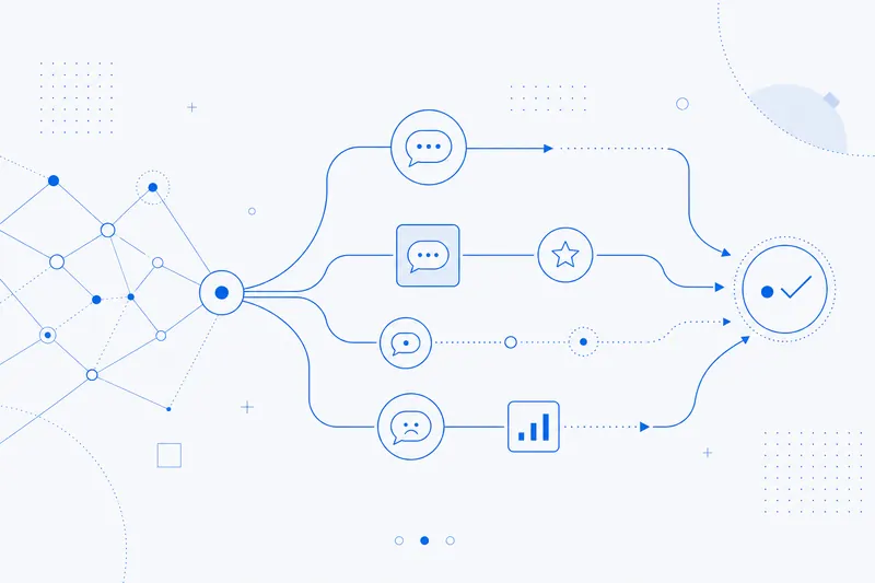 Abstract illustration representing customer feedback and data flow